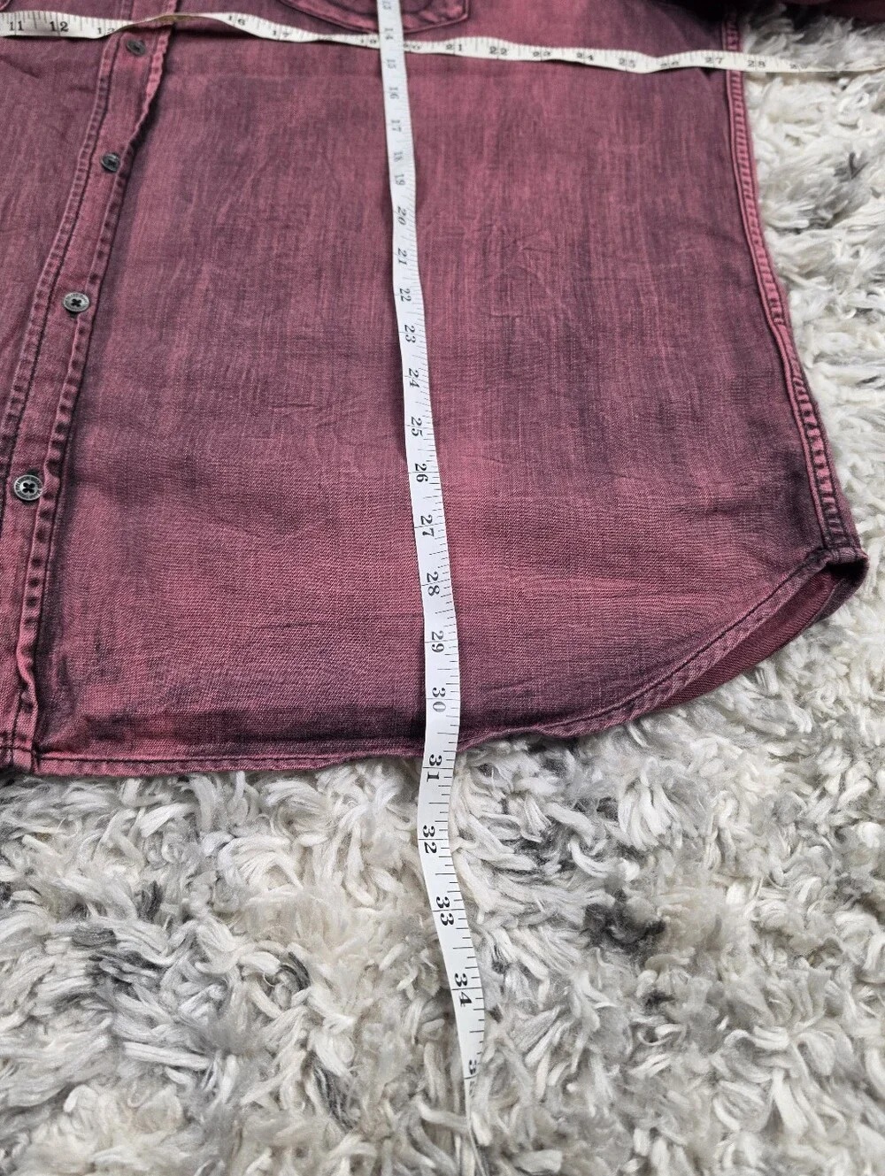 True Religion Western Shirt Mens 3XL Slim Maroon Burgundy Denim Long Sleeve